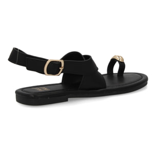 Sandalias planas elegantes mujer con adorno metálico.