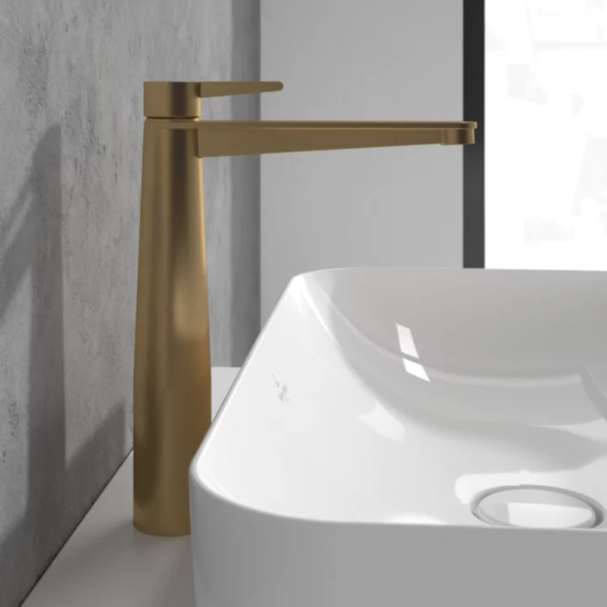 Mitigeur lavabo surélevé Conum avec vidage Push Open Or brossé