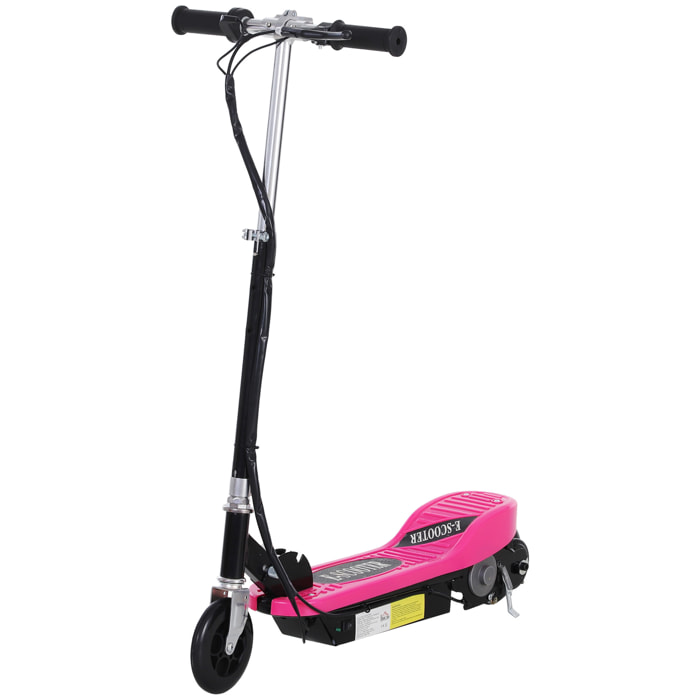 Patinete Eléctrico Plegable para Niños y Adolescentes de +7 Años Velocidad de 10 km/h Scooter Eléctrico con Manillar Ajustable en Altura y Frenos Carga Máx. 50 kg 78x37x87-95 cm Rosa