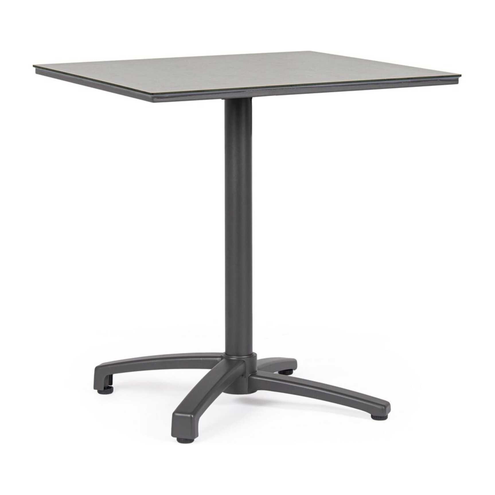 Tavolo da bar quadrato LAREDO in alluminio antracite e HPL grigio, pieghevole e impilabile, 70×70×74 cm