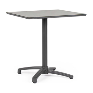 Tavolo da bar quadrato LAREDO in alluminio antracite e HPL grigio, pieghevole e impilabile, 70×70×74 cm