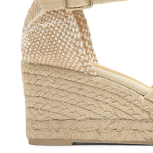 Sandalia cuña Bruna beige mujer 7cm