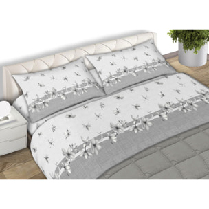 Completo Lenzuola In Calda Flanella Made in Italy Giorgia Grigio