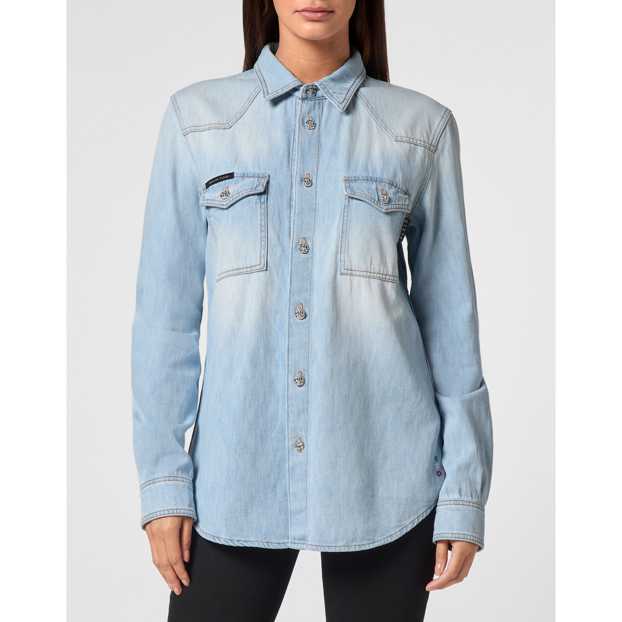 PHILIPP PLEIN Denim Shirt SKULL