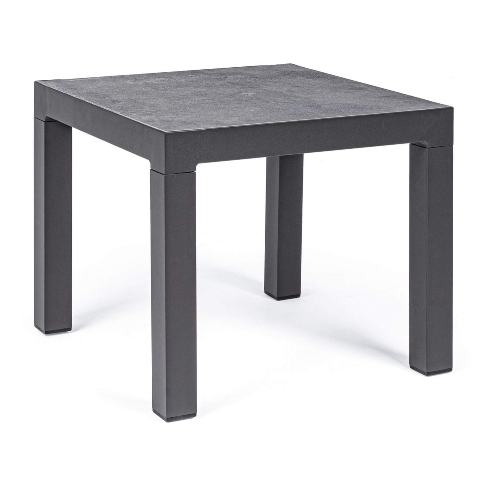 Tavolino da giardino OVIEDO con piano in ceramica e struttura in alluminio antracite, 50×50 cm