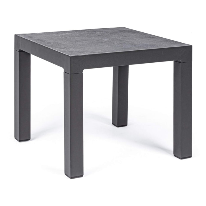 Tavolino da giardino OVIEDO con piano in ceramica e struttura in alluminio antracite, 50×50 cm