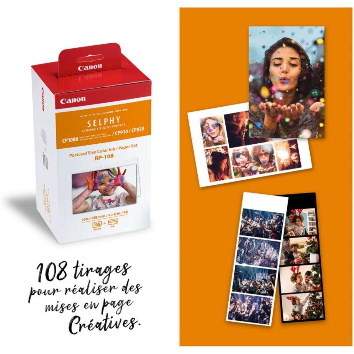 Kit papier + encre CANON RP-108N Selphy 108 feuilles 10x15