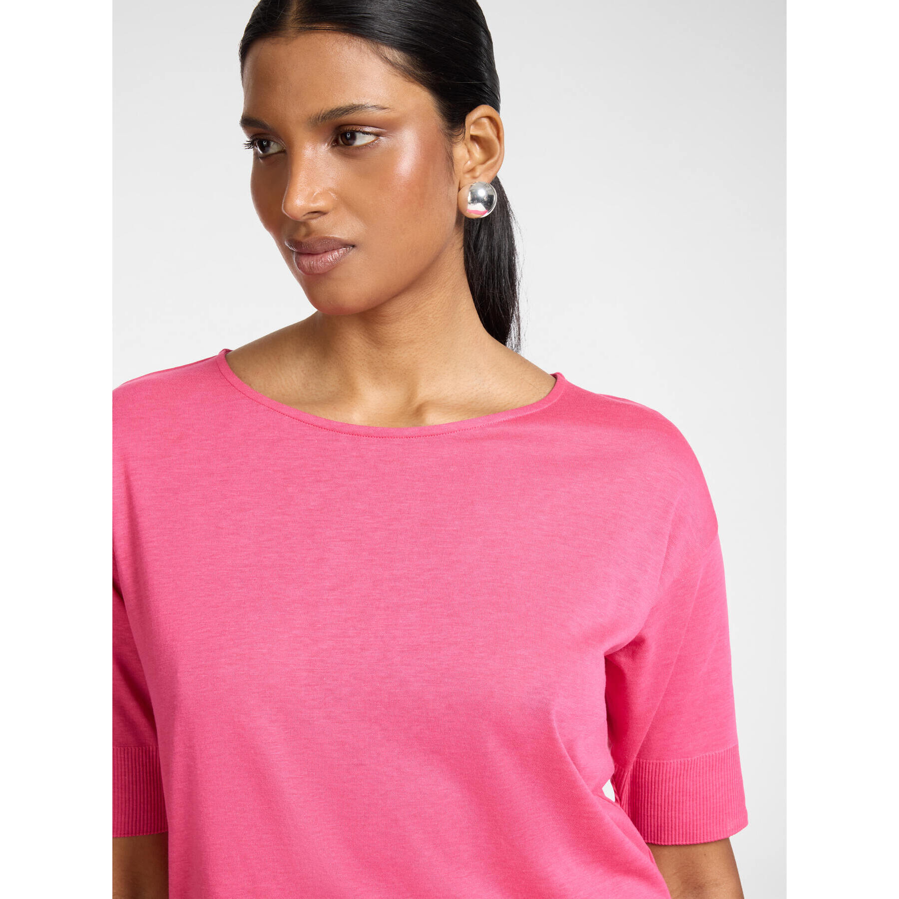 Elena Mirò - T-shirt in misto lyocell boxy - Fucsia