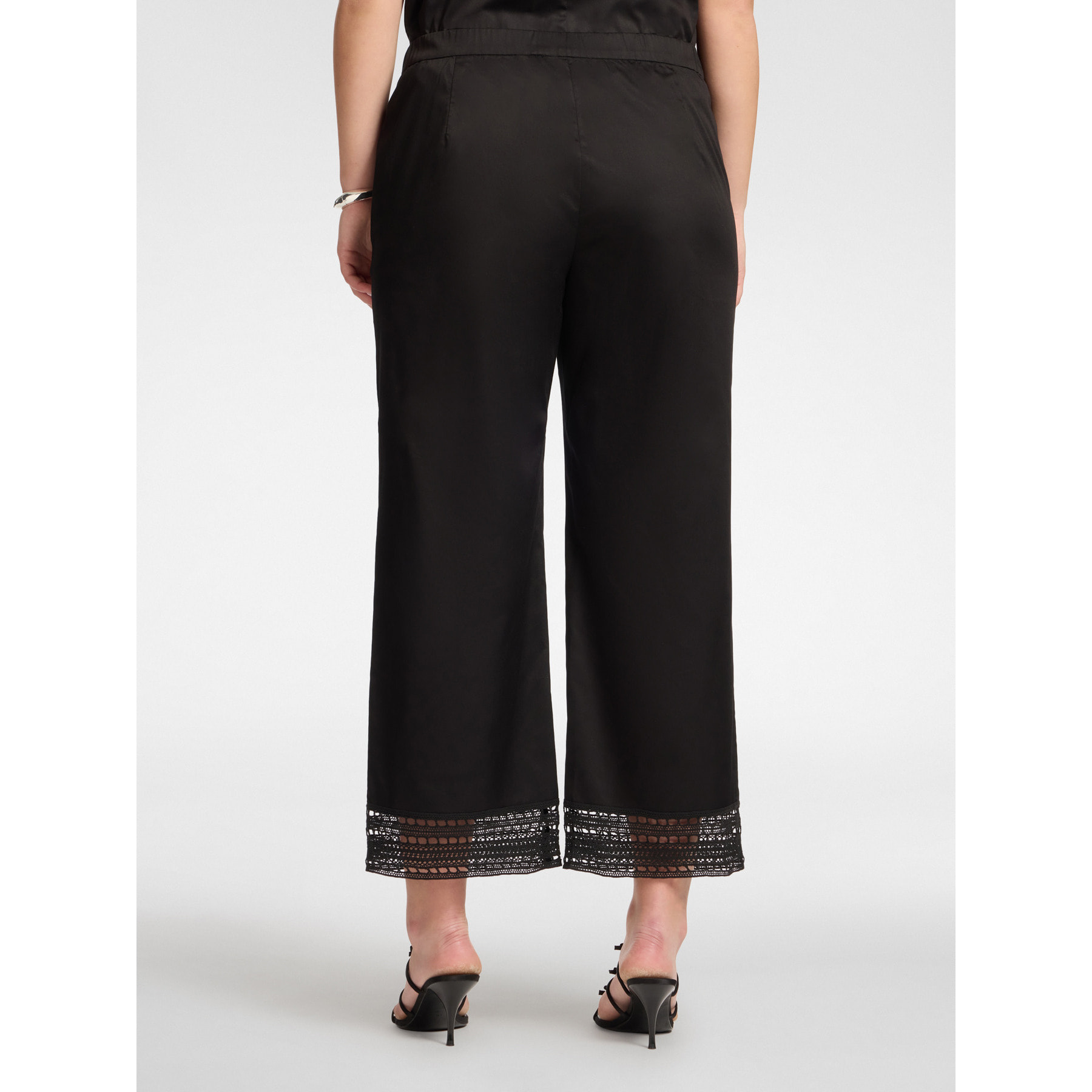 Elena Mirò - Pantaloni misto cotone con pizzo - Nero