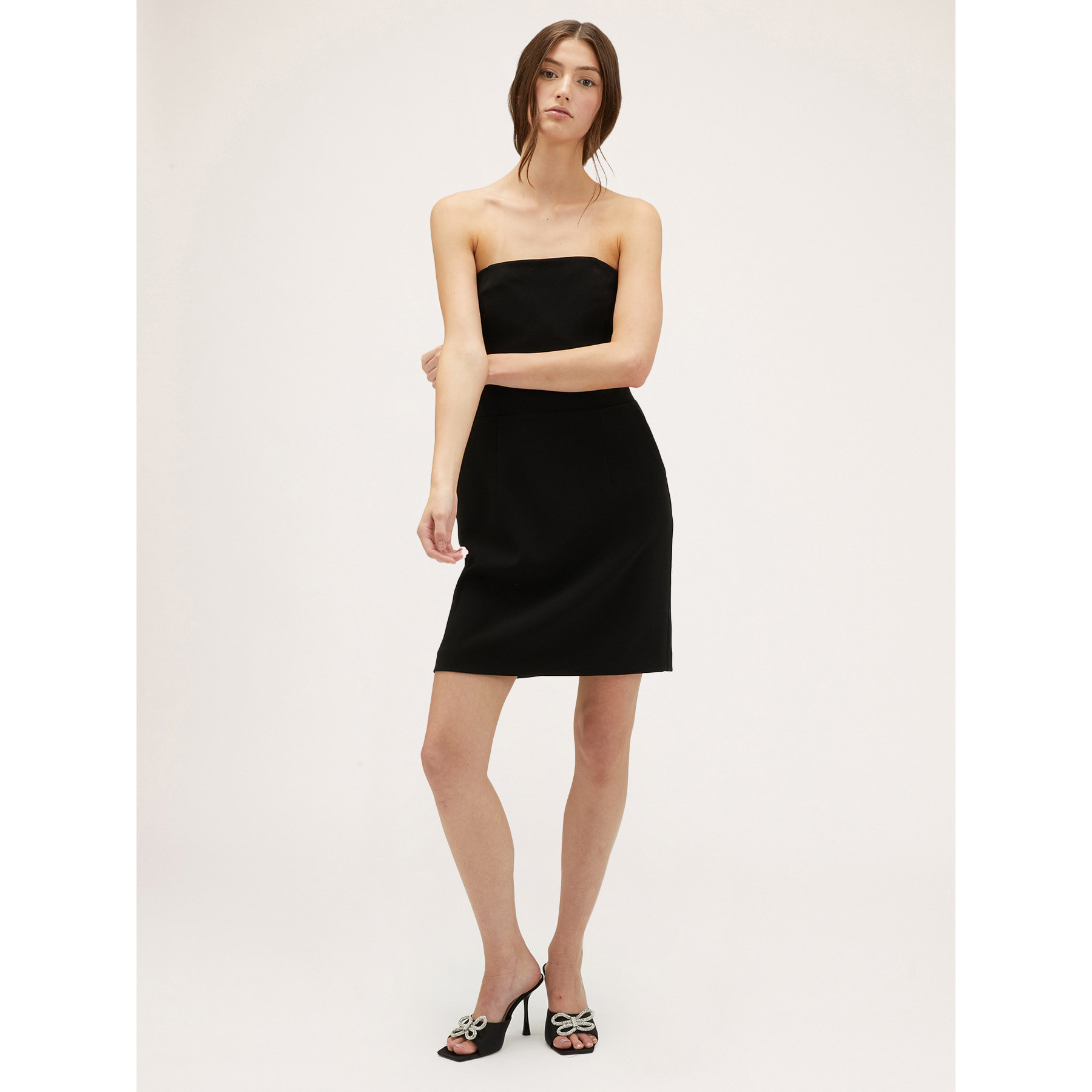 Motivi - Vestido corto bustier con maxi lazo - Negro