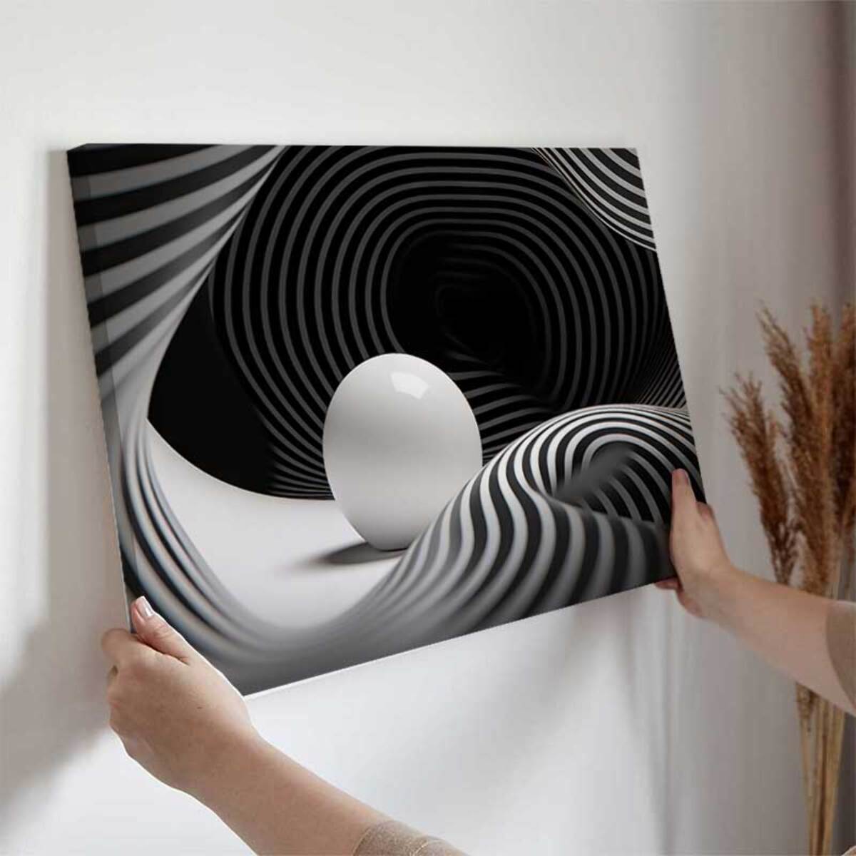 Tableau illusion graphique noir et blanc Toile imprimée