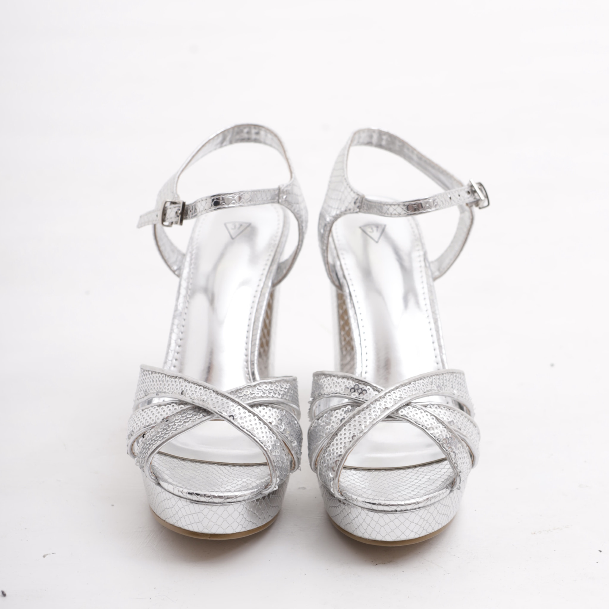 SANDALO PLATEAU PAILLETTES CHOCOLA' ARGENTO