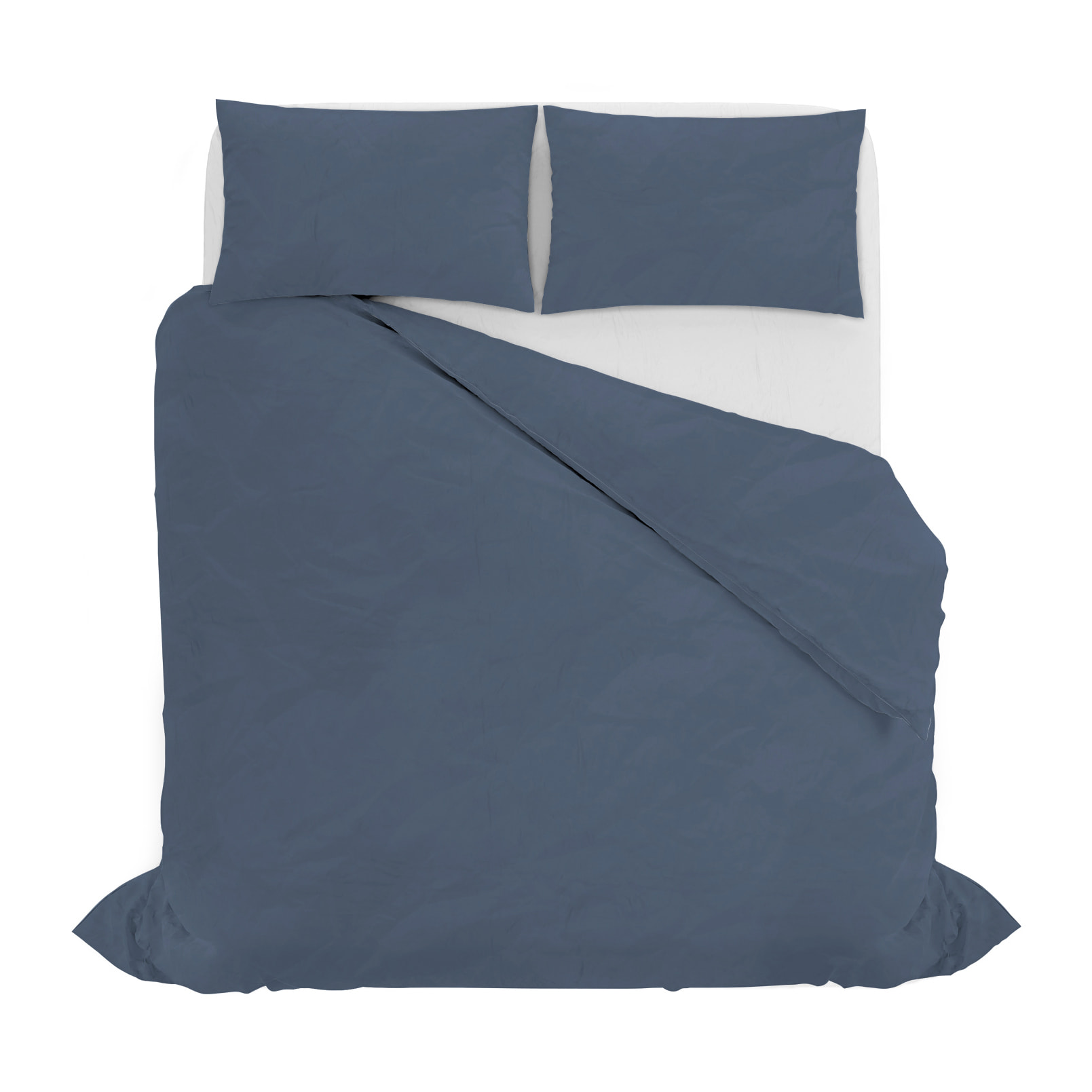 PARURE COPRIPIUMINO WATER WASHED, 100% Microfibra, No Stiro - BLU