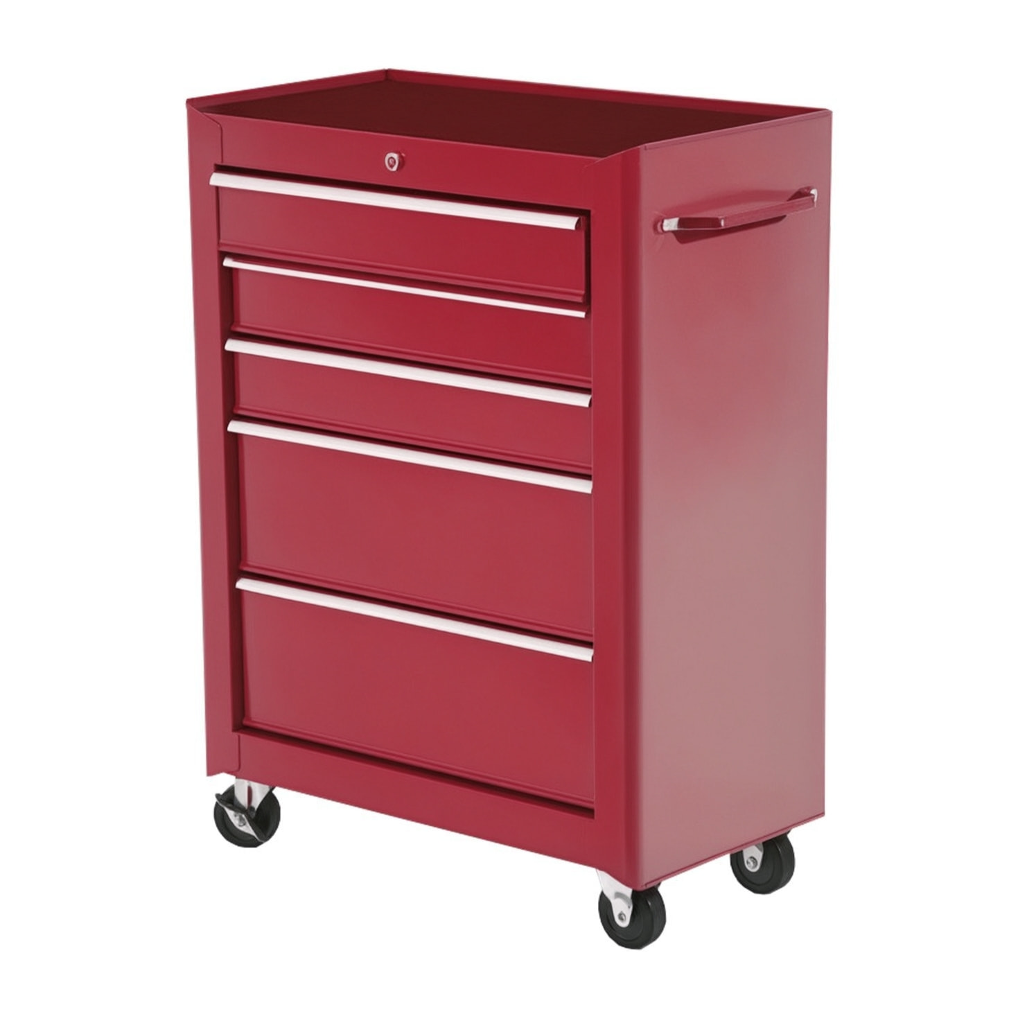 Carro Caja de Herramientas Taller Movil 5 Cajones 4 Ruedas Cerradura Color Rojo