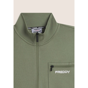 Tuta uomo zip e collo alto in cotone Interlock