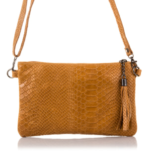 Deanna Borsa a mano Donna.Pelle autentica Camoscio Inciso Serpente