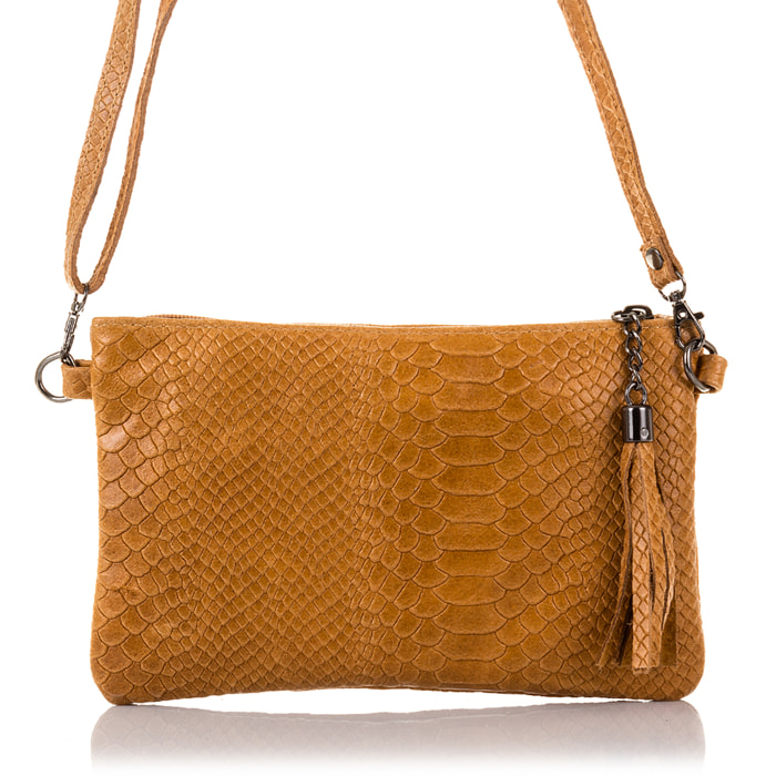 Deanna Borsa a mano Donna.Pelle autentica Camoscio Inciso Serpente