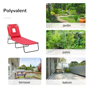 Bain de soleil pliable – Dossier 4 positions – Coussins inclus