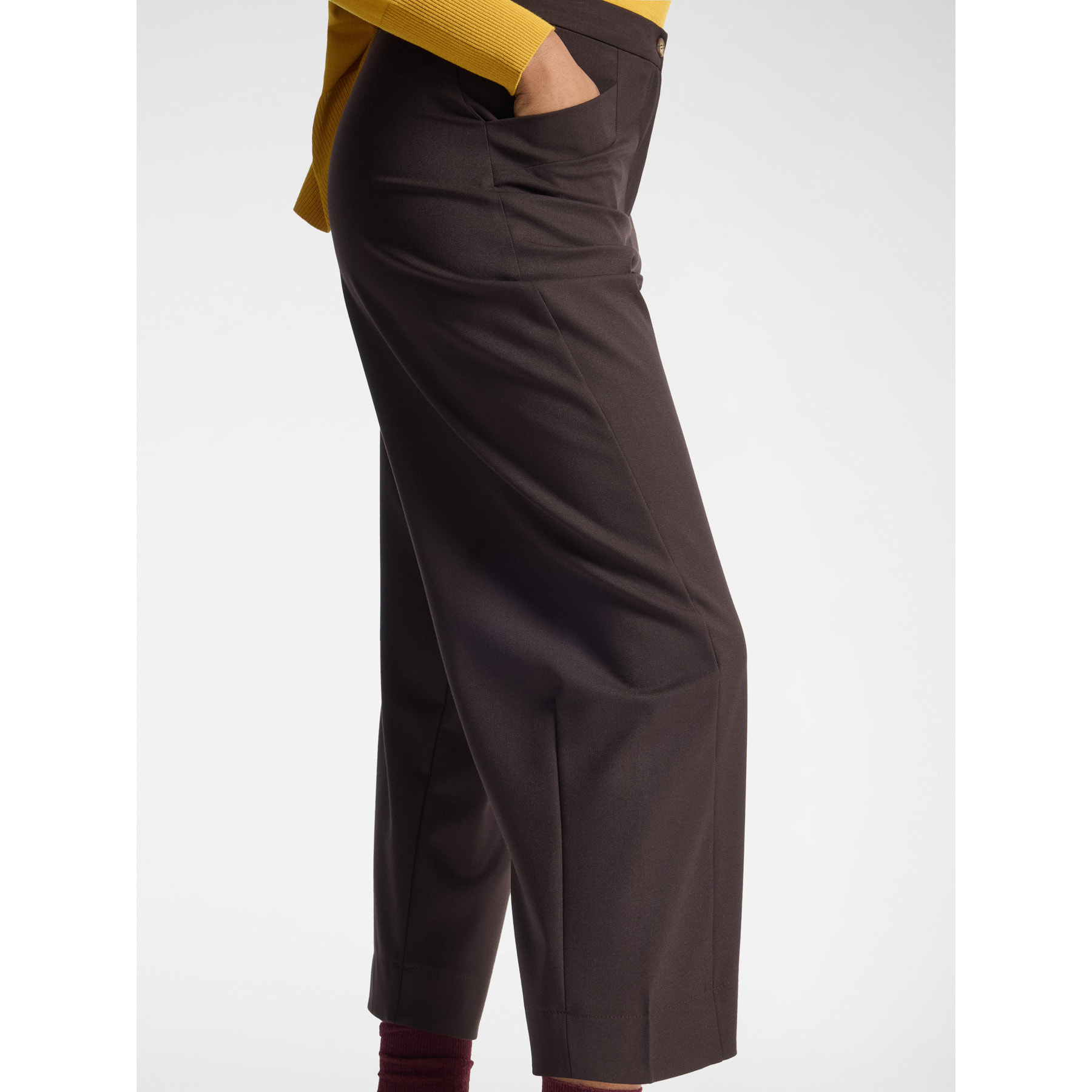 Elena Mirò - Pantaloni cropped in flanella - Marrone