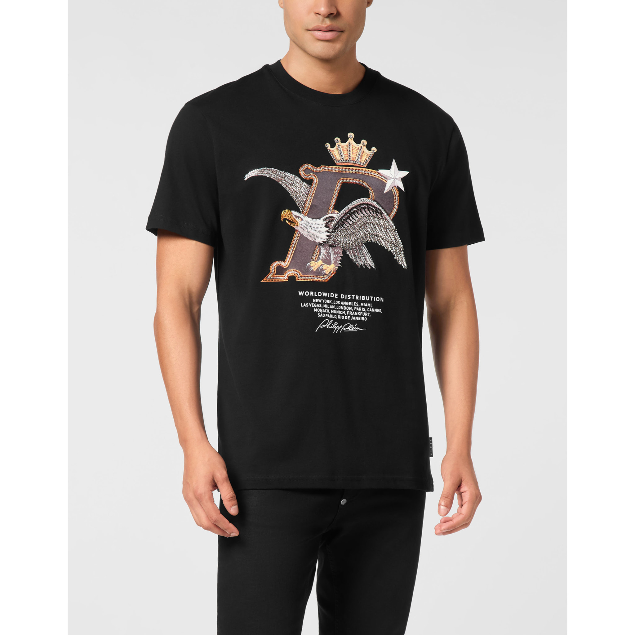 PHILIPP PLEIN Camiseta de cuello redondo y manga corta EAGLE