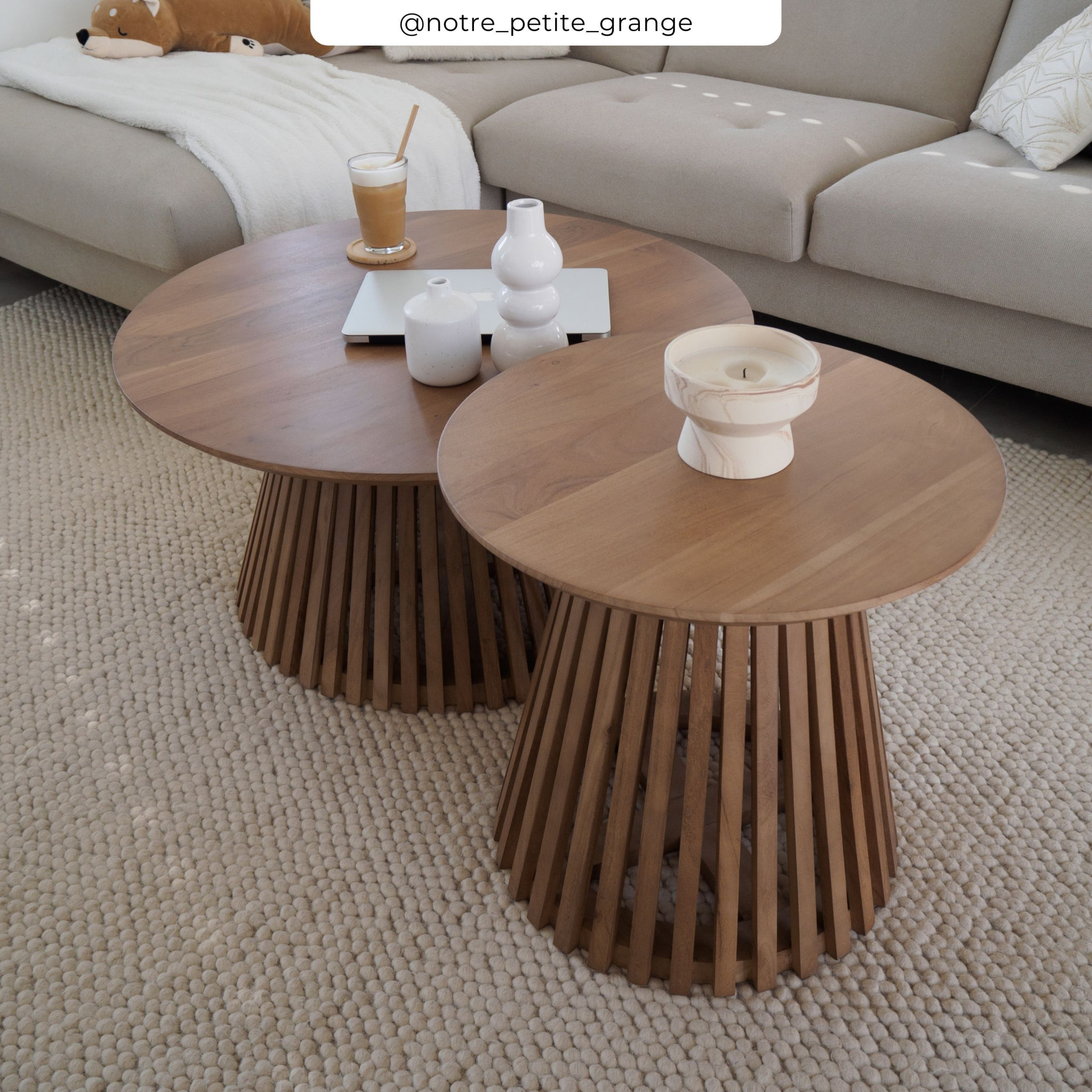 Table d'appoint ronde bois clair en bois d'acacia D50 cm - Képès