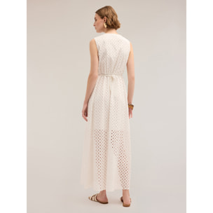 Motivi - Vestido largo de bordado inglés - Blanco