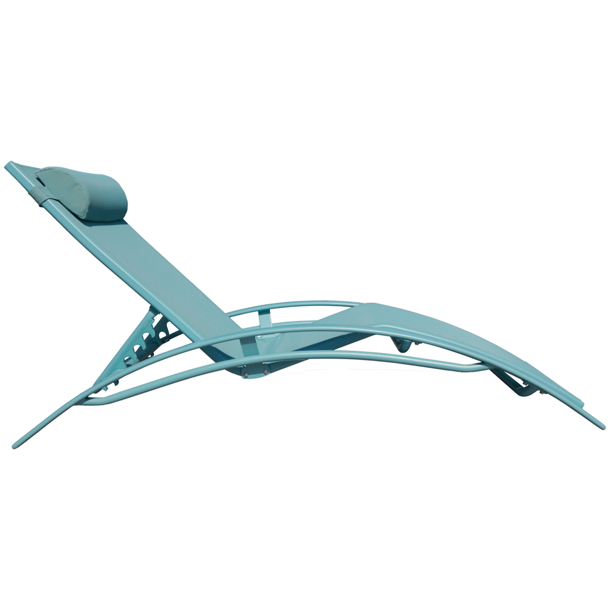 Lot de 2 transats GALAPAGOS en textilène bleu clair - aluminium bleu clair