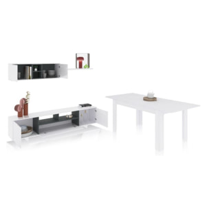 Pack salón con mesa de comedor Kenzo Plus VB Blanco Brillo - Gris Antracita