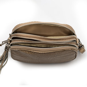 Aliminusa Bolso bandolera Mujer. Piel auténtica Crosta Grabado Cocodrilo