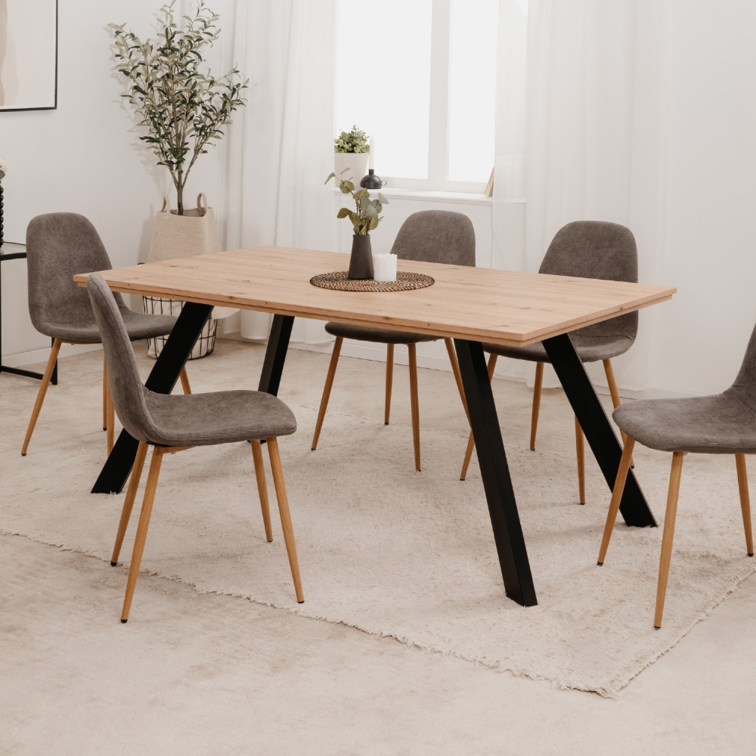 Table de salle à manger en bois 6 personnes INDUS