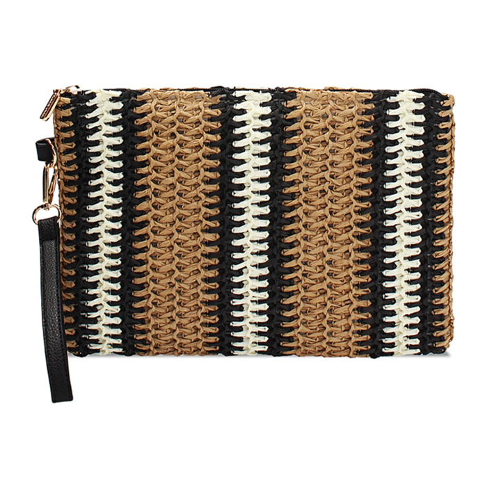 Pochette donna mare nera in raffia