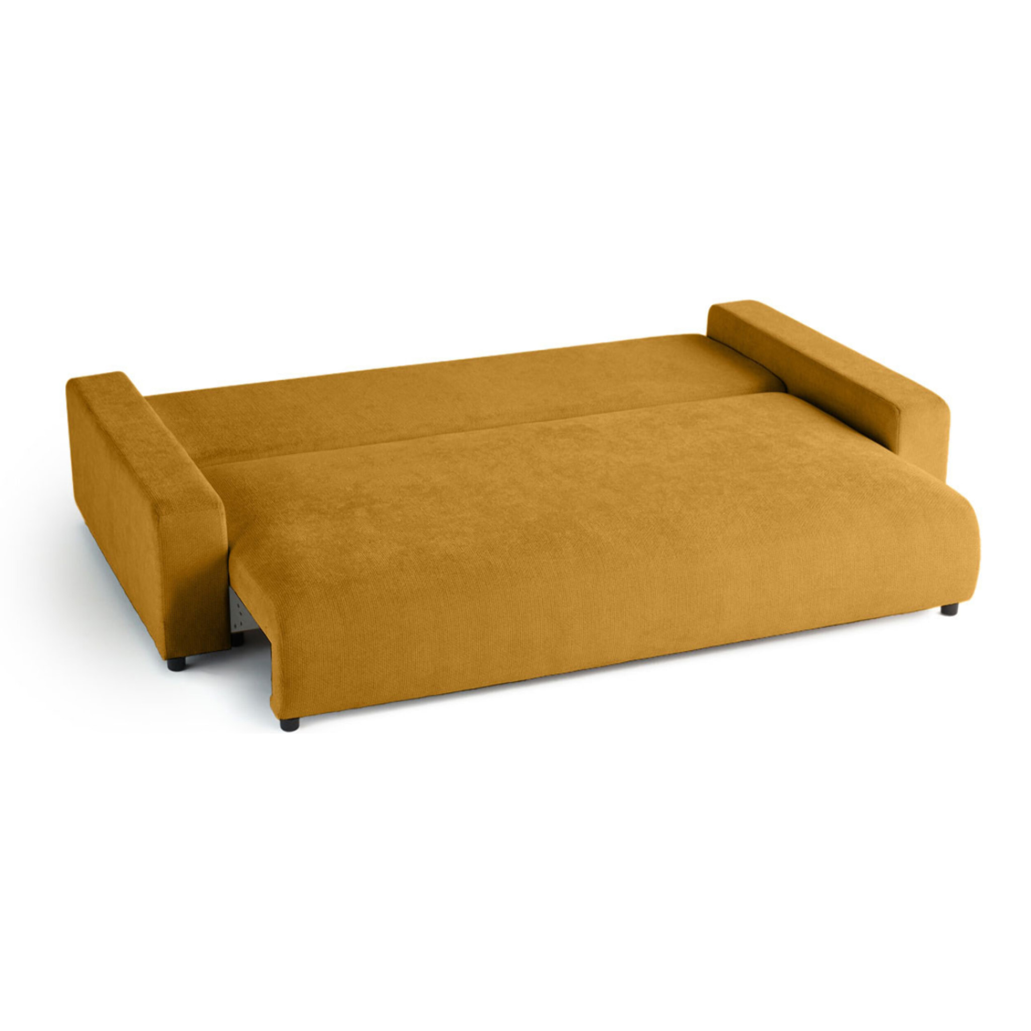 Pivoine - canapé droit 3 places - convertible avec coffre - en velours texturé - Jaune