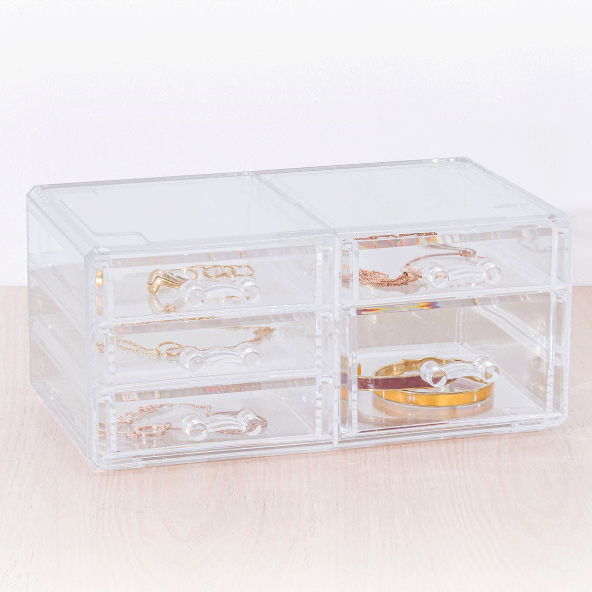 Boîte à bijoux 5 tiroirs "Selena" transparent