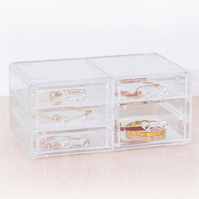 Boîte à bijoux 5 tiroirs "Selena" transparent