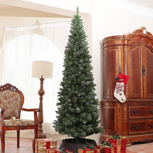 Árbol de Navidad 225 cm Árbol de Navidad Artificial con 980 Ramas 75 Piñas y Soporte de Metal Árbol Navideño para Salón Interior Verde