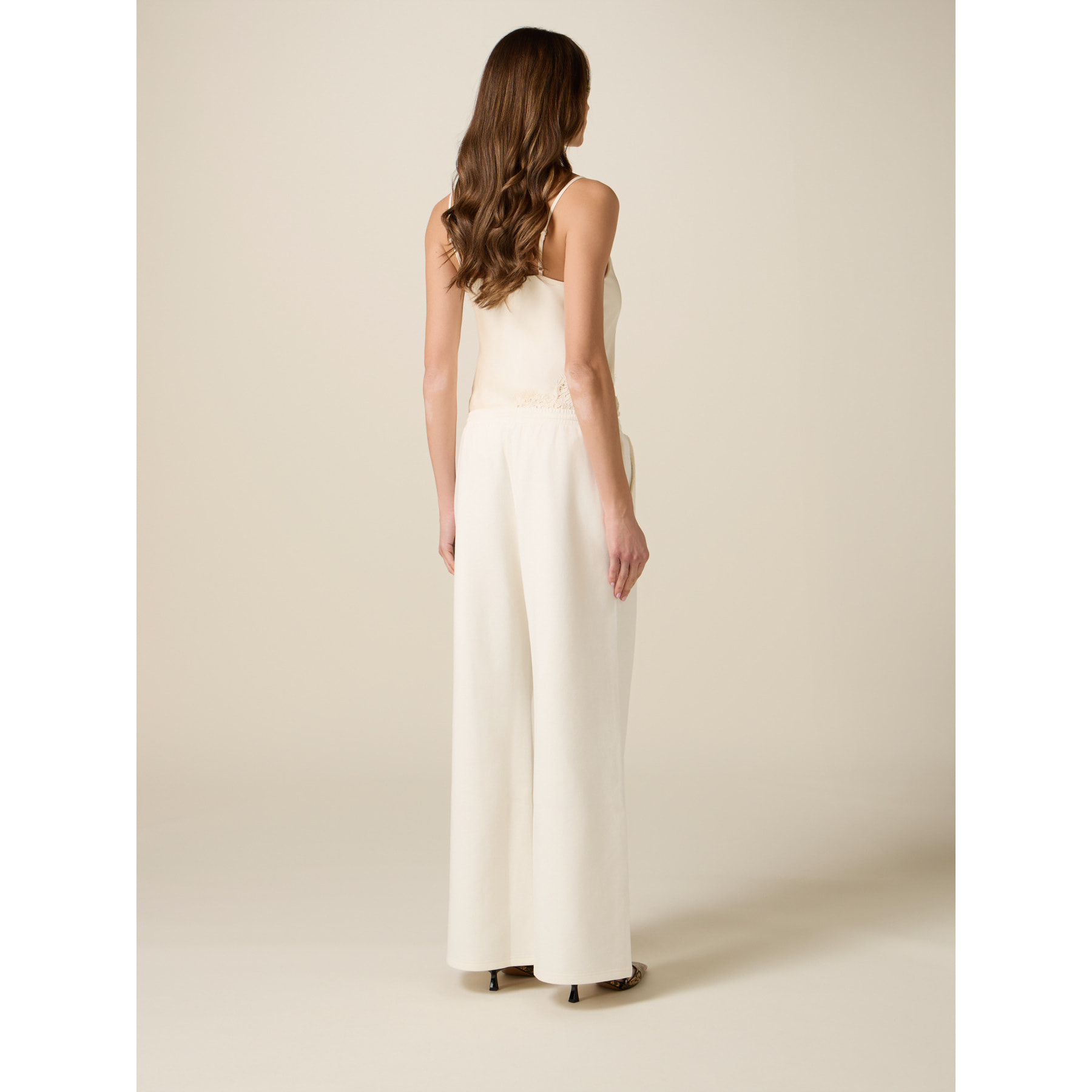 Oltre - Joggers de felpa con encaje - Blanco