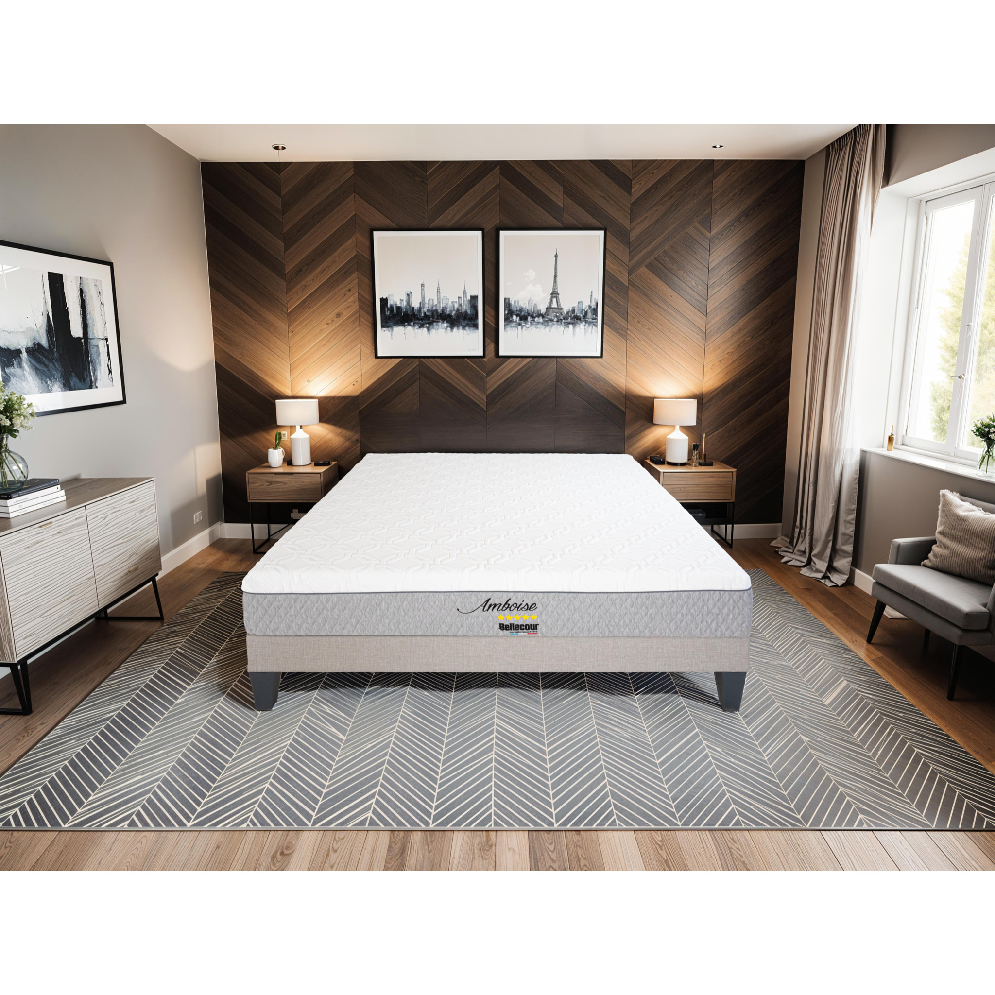 Ensemble Matelas Memoire de forme Amboise avec sommier en bois