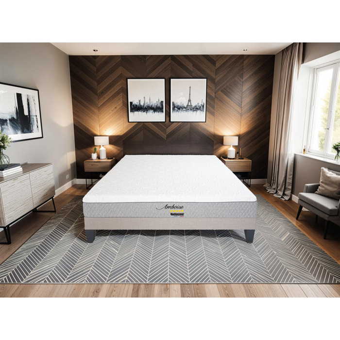 Ensemble Matelas Memoire de forme Amboise avec sommier en bois
