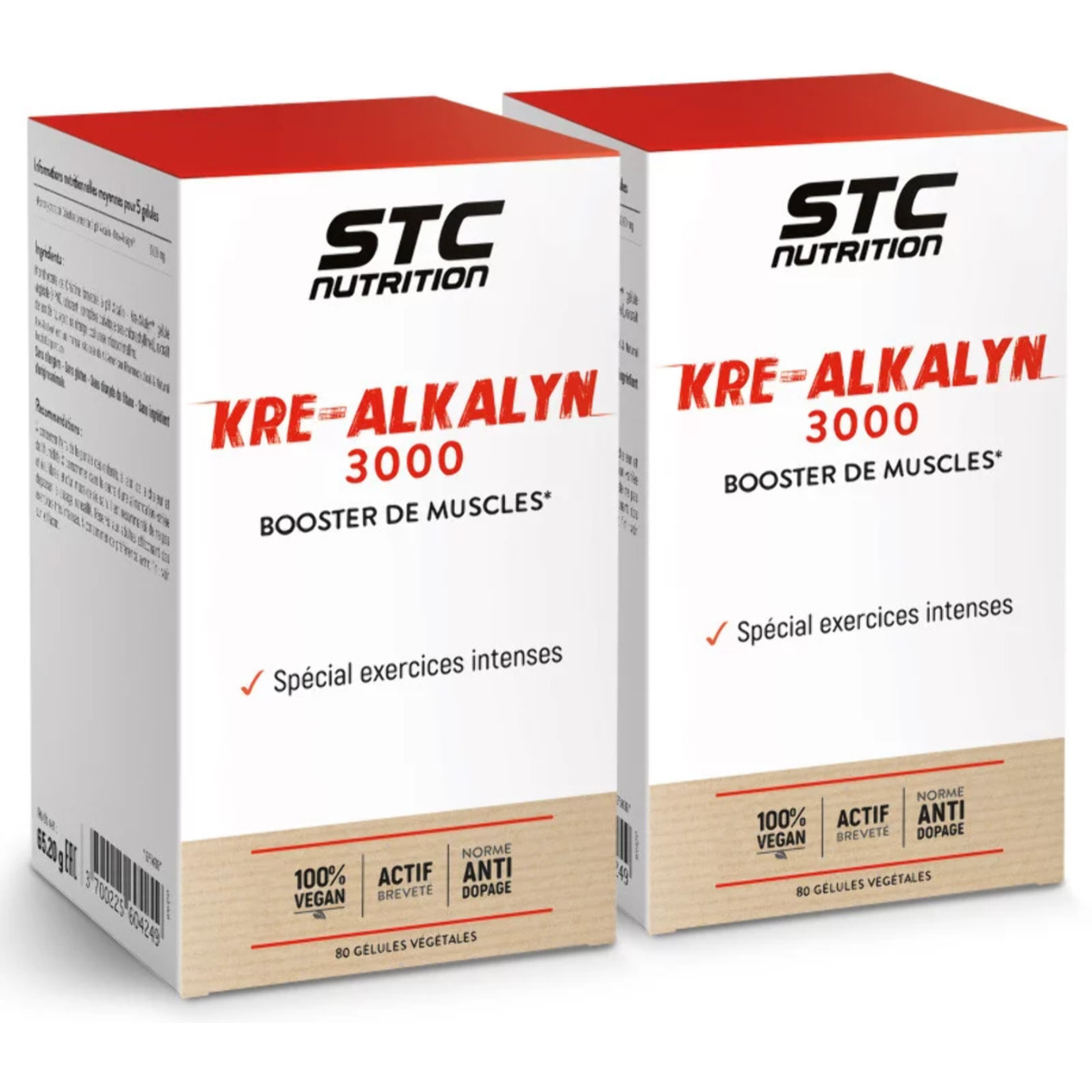 Kre-Alkalyn 3000® - Booster de muscles- Spécial exercices intenses - Norme anti-dopage - 100% Vegan - Actif breveté - 80 gélules