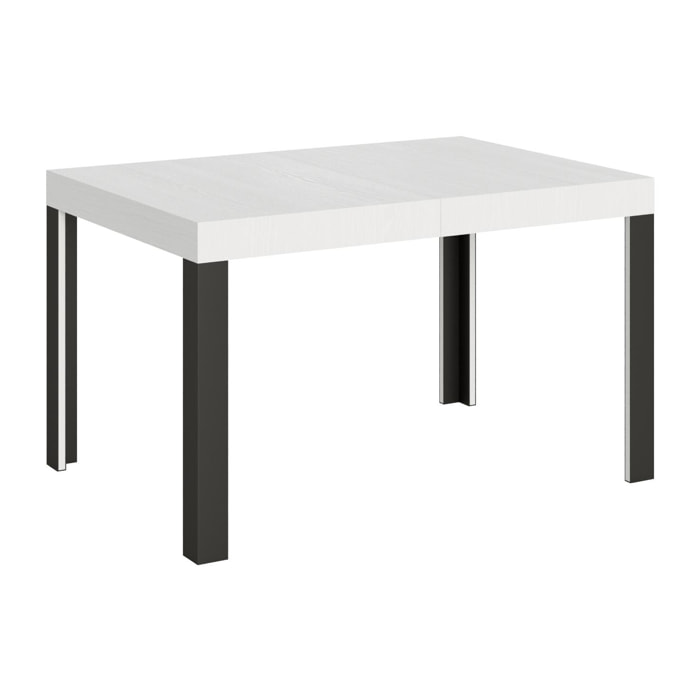Table Linea Extensible Dessus Frêne Blanc 90x130 Allongée 234 cadre Anthracite