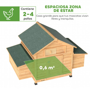 Gallinero de Madera para Exterior, Caseta para Gallinas con 2 Nidos, Bandeja Extraíble, Perchas, Techo Impermeable, Casa para 2-4 Gallinas y Conejos, 150x100x96,5 cm, Amarillo