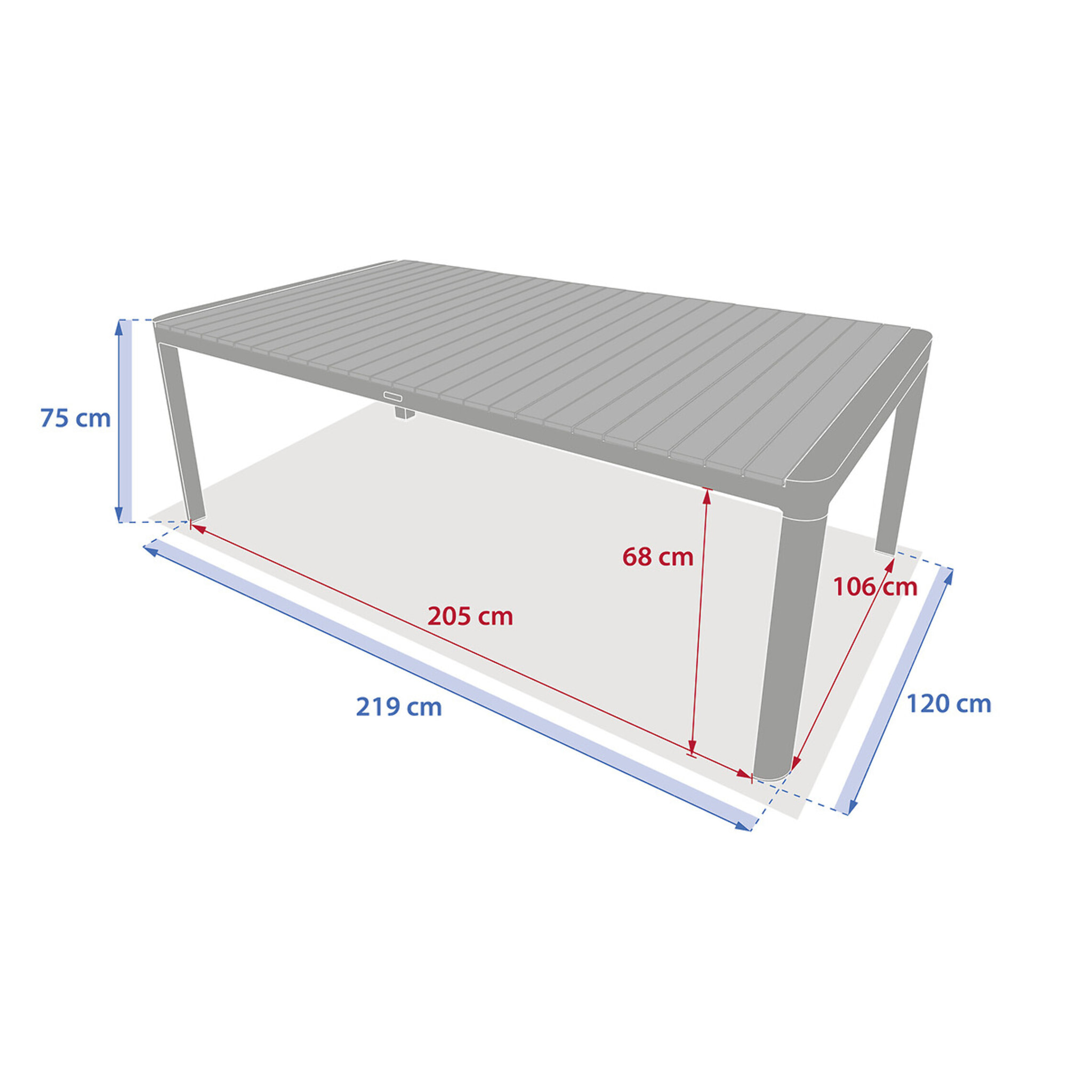Table de jardin rectangulaire "Paradize" noyer & graphite 10 places en aluminium