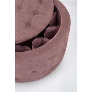 Pouf contenitore porta scarpe ERNESTINE in tessuto rosa scuro