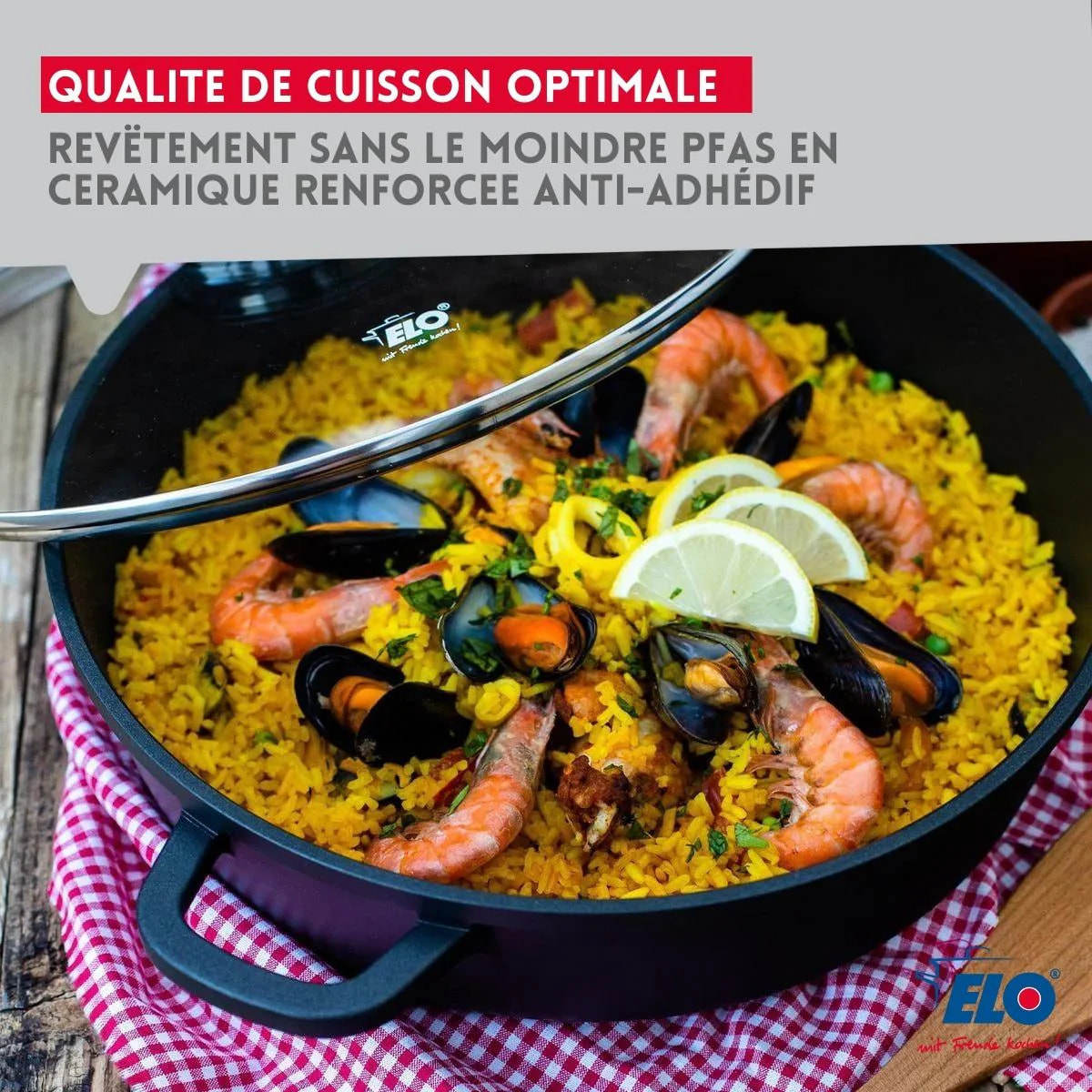 Set de 3 faitouts 16 cm 20 cm et 24 cm sans PFAS avec couvercles en verre Elo Alucast