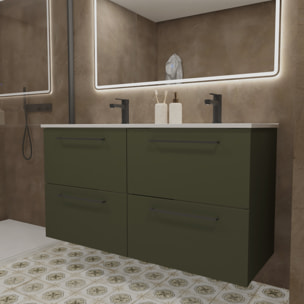 Ensemble Salle de Bain Vex | 140 cm Vert | 4 Tiroirs | Lavabo Encastré | N'inclut pas Miroir | Meuble Monté | Alday