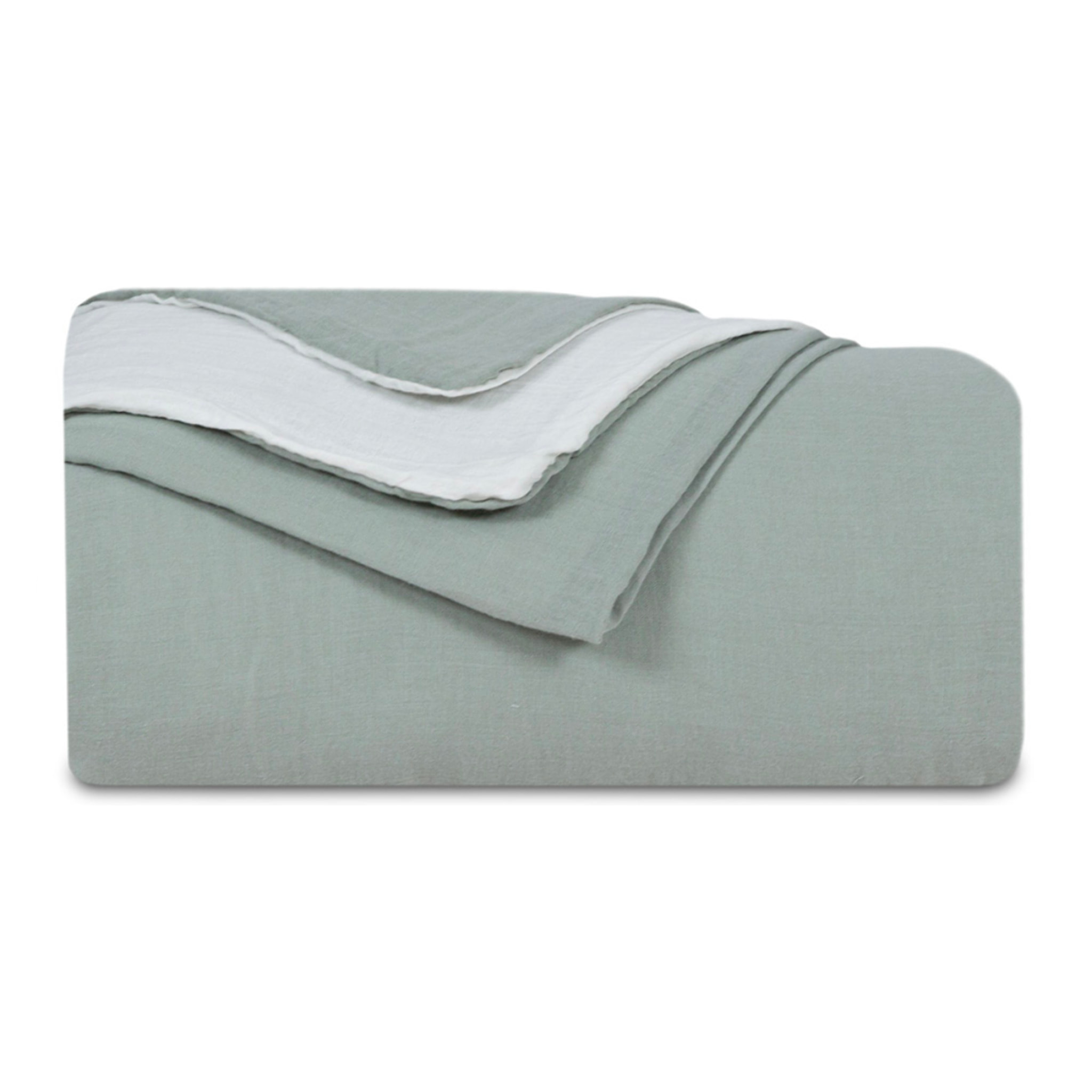 Housse de couette réversible gaze de coton vert sauge/écru - NOE