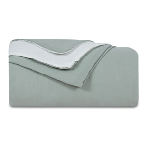 Housse de couette réversible gaze de coton vert sauge/écru - NOE