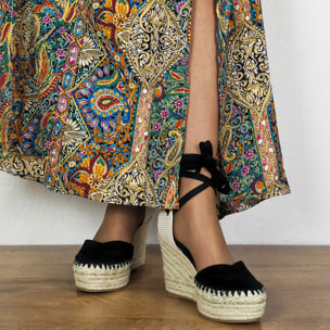 Alpargata De Cuña - Negro - Altura: 9 Cm