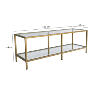 Mobile porta TV Dklaasse, Credenza da soggiorno, Armadio basso per TV, Base parete attrezzata, 130x40h45 cm, Oro