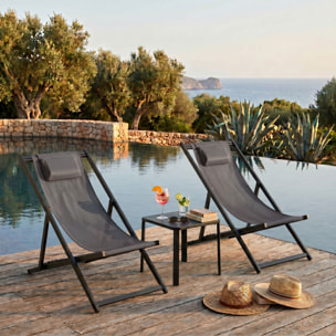 Mezzaluna - Set di 2 sdraio pieghevoli 59x97x104 cm da giardino in alluminio e textilene antracite